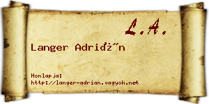 Langer Adrián névjegykártya