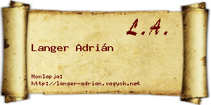 Langer Adrián névjegykártya